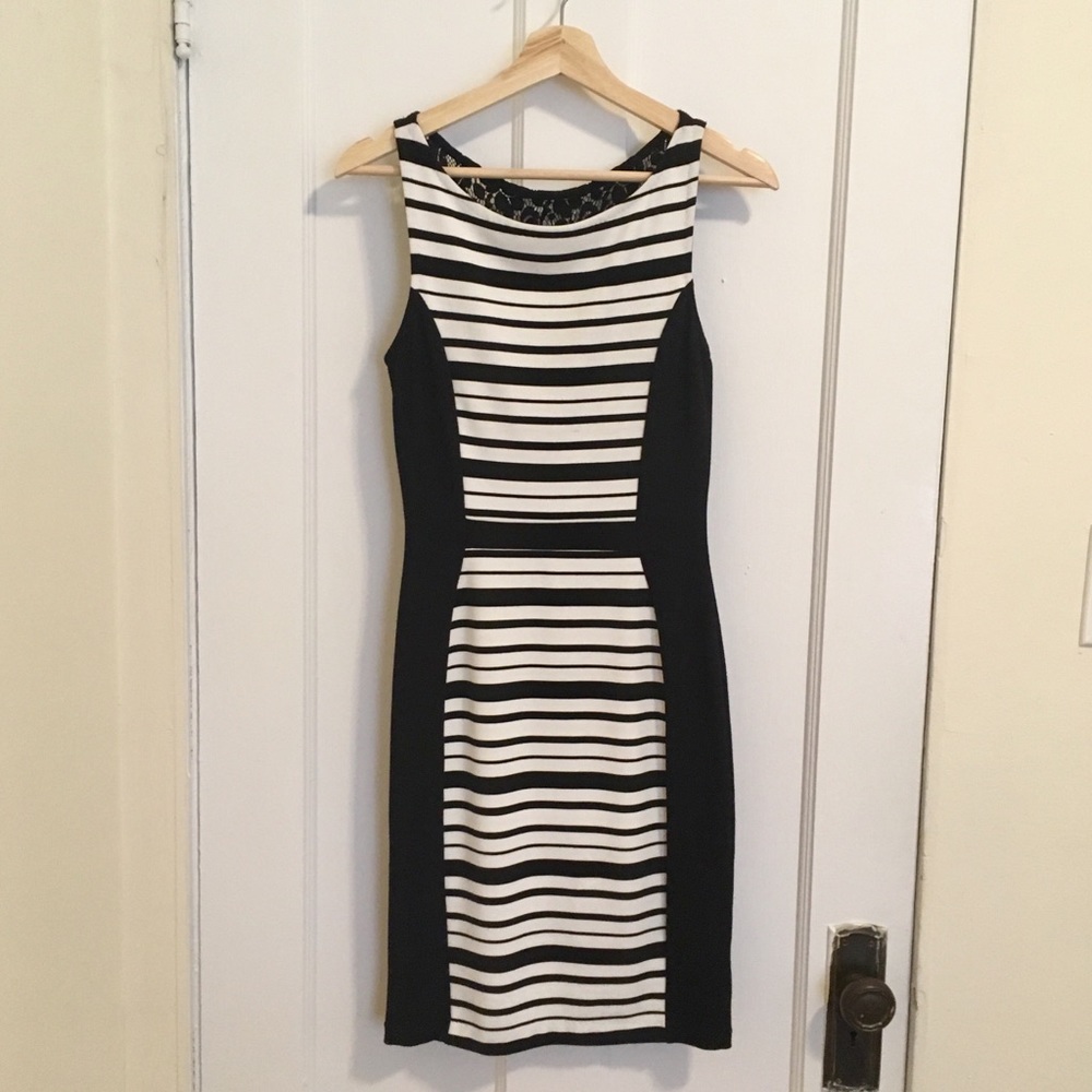 Anthropologie Striped & Lace Bodycon Dress